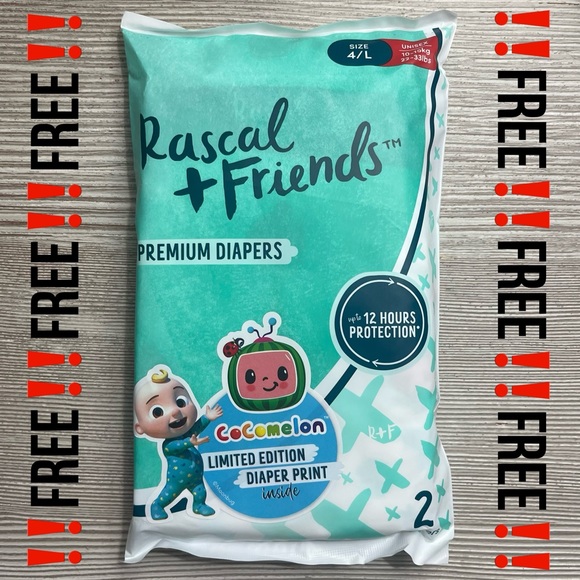 ‼️FREE‼️Rascal + Friends Diapers ⭐️SIZE 4/L⭐️ - Picture 1 of 3